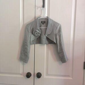 Metallic silver dress shrug